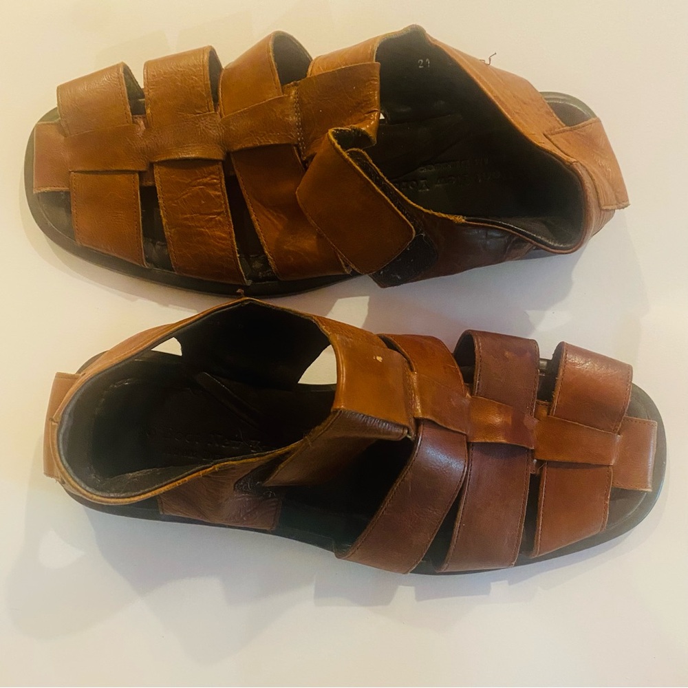 Adam Derrick Men's Brown Leather Fishermen's Sandals